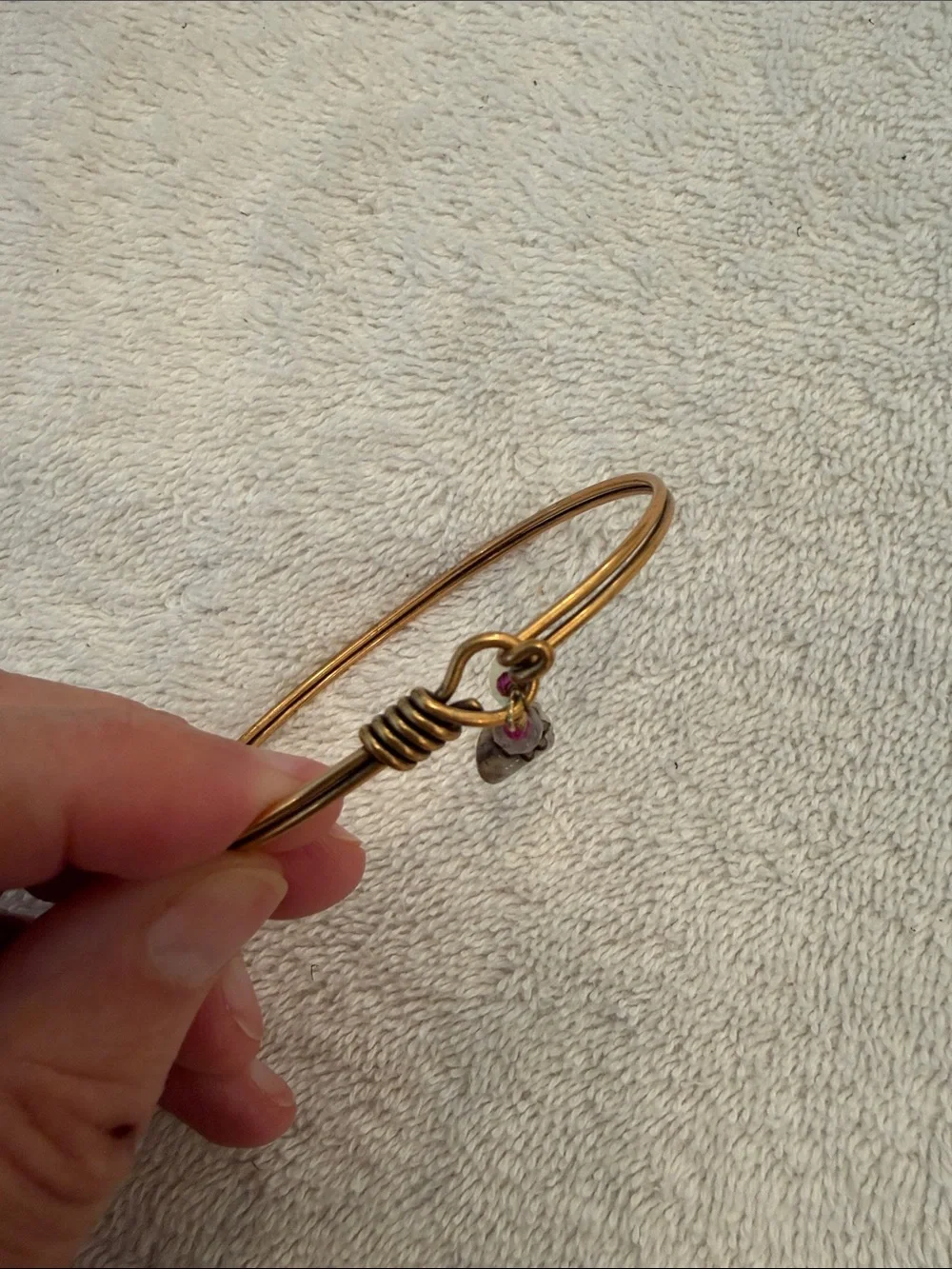 Handcrafted Brass Bracelet w/Green Crystal Stones & Semi-Precious Stone Earrings